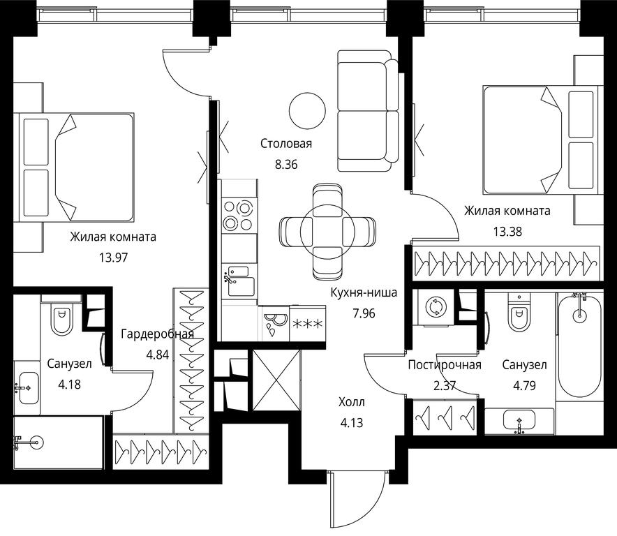 2-BD Apartment Sale, 63.98 sq. m. at City Bay, Volokolamskoye Highway, 95с3, Moscow, Russia #1 2-BD Apartment Sale, 63.98 sq. m. at City Bay, Volokolamskoye Highway, 95с3, Moscow, Russia #1