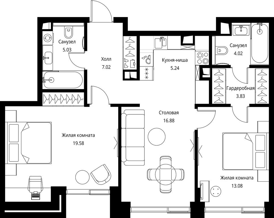 2-BD Apartment Sale, 74.68 sq. m. at City Bay, Volokolamskoye Highway, 95с3, Moscow, Russia #1 2-BD Apartment Sale, 74.68 sq. m. at City Bay, Volokolamskoye Highway, 95с3, Moscow, Russia #1
