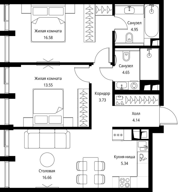 2-BD Apartment Sale, 69.6 sq. m. at City Bay, Volokolamskoye Highway, 95с3, Moscow, Russia #1 2-BD Apartment Sale, 69.6 sq. m. at City Bay, Volokolamskoye Highway, 95с3, Moscow, Russia #1