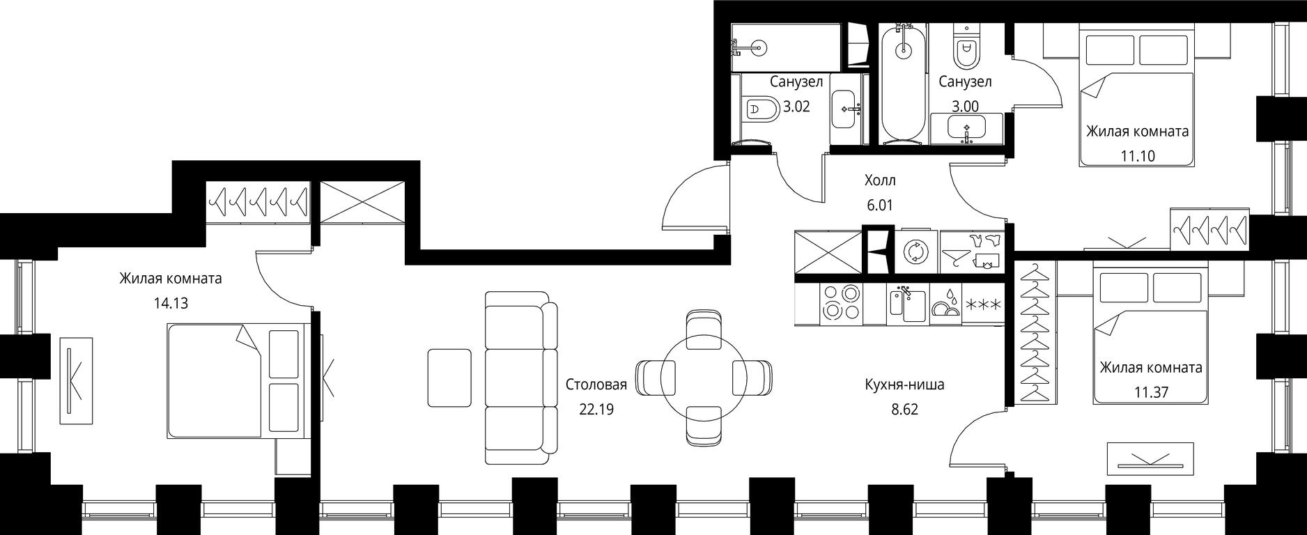 3-BD Apartment Sale, 79.44 sq. m. at City Bay, Volokolamskoye Highway, 95с3, Moscow, Russia #1