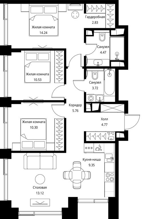 3-BD Apartment Sale, 79.09 sq. m. at City Bay, Volokolamskoye Highway, 95с3, Moscow, Russia #1 3-BD Apartment Sale, 79.09 sq. m. at City Bay, Volokolamskoye Highway, 95с3, Moscow, Russia #1