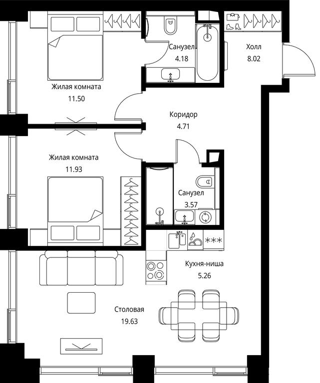 2-BD Apartment Sale, 68.8 sq. m. at City Bay, Volokolamskoye Highway, 95с3, Moscow, Russia #1 2-BD Apartment Sale, 68.8 sq. m. at City Bay, Volokolamskoye Highway, 95с3, Moscow, Russia #1
