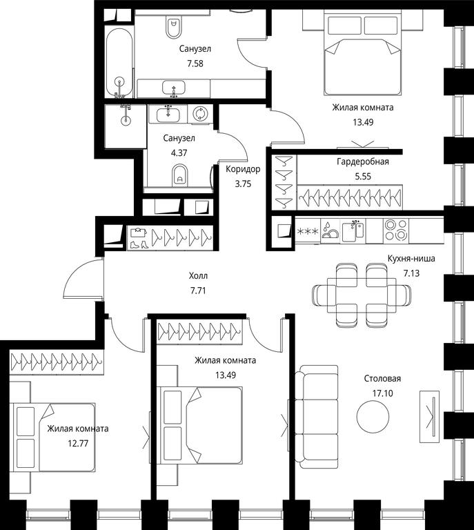 3-BD Apartment Sale, 92.94 sq. m. at City Bay, Volokolamskoye Highway, 95с3, Moscow, Russia #1 3-BD Apartment Sale, 92.94 sq. m. at City Bay, Volokolamskoye Highway, 95с3, Moscow, Russia #1