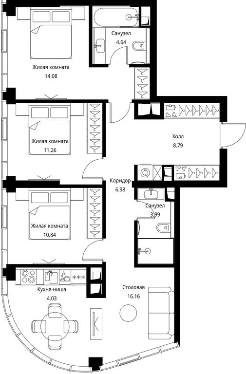 3-BD Apartment Sale, 80.77 sq. m. at City Bay, Volokolamskoye Highway, 95с3, Moscow, Russia #1