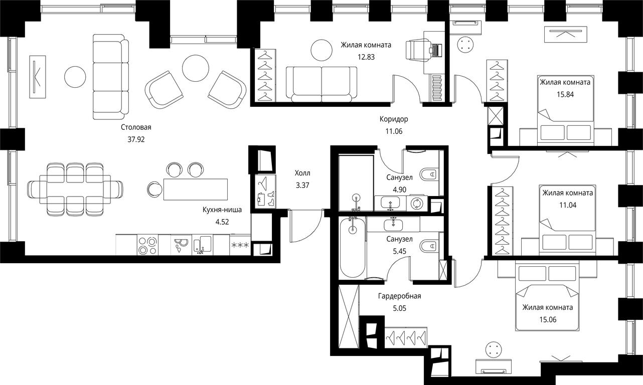 4-BD Apartment Sale, 127.04 sq. m. at City Bay, Volokolamskoye Highway, 95с3, Moscow, Russia #1