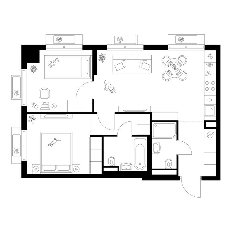 2-BD Apartment Sale, 53.2 sq. m. at Ilinskie Luga, Zapovednaya Street, 1, posyolok Ilyinskoye-Usovo, Krasnogorsk City District, Moscow Region, Russia #1