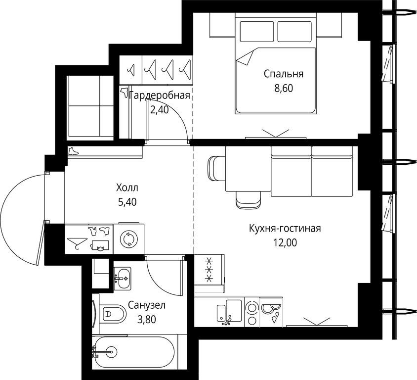1-BD Apartment Sale, 32.2平方米 at City Bay, Volokolamskoye Highway, 95с3, Moscow, Russia #1 1-BD Apartment Sale, 32.2平方米 at City Bay, Volokolamskoye Highway, 95с3, Moscow, Russia #1