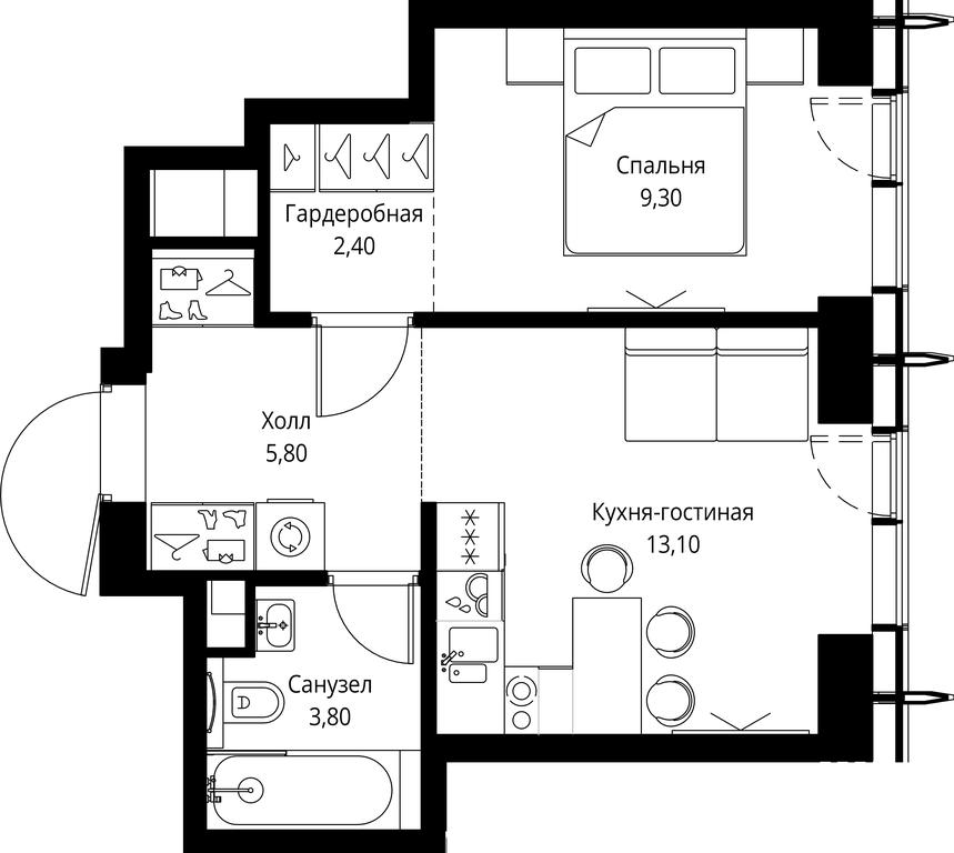 1-BD Apartment Sale, 34.4平方米 at City Bay, Volokolamskoye Highway, 95с3, Moscow, Russia #1 1-BD Apartment Sale, 34.4平方米 at City Bay, Volokolamskoye Highway, 95с3, Moscow, Russia #1
