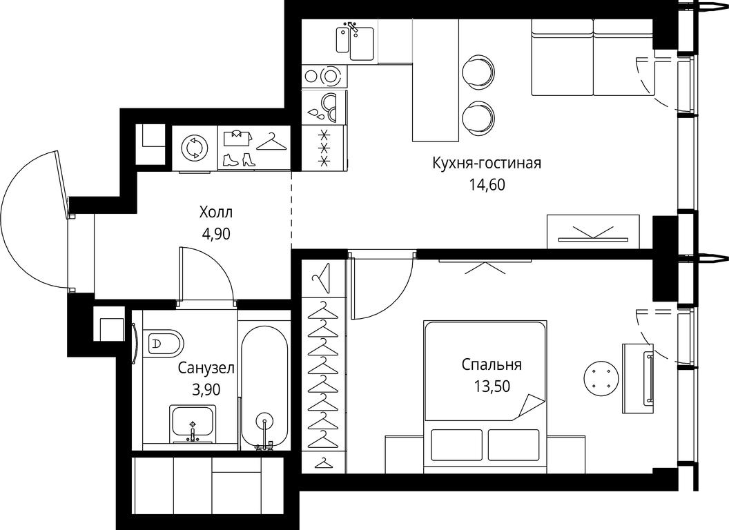 1-BD Apartment Sale, 36.9 sq. m. at City Bay, Volokolamskoye Highway, 95с3, Moscow, Russia #1