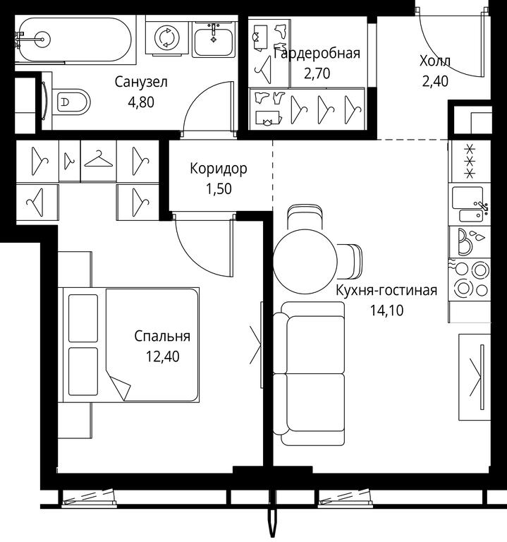 1-BD Apartment Sale, 37.9 sq. m. at City Bay, Volokolamskoye Highway, 95с3, Moscow, Russia #1 1-BD Apartment Sale, 37.9 sq. m. at City Bay, Volokolamskoye Highway, 95с3, Moscow, Russia #1