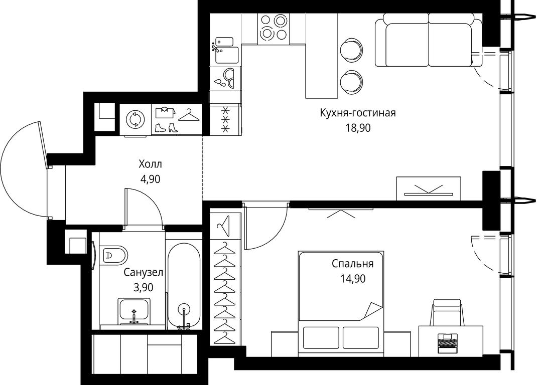 1-BD Apartment Sale, 42.6平方米 at City Bay, Volokolamskoye Highway, 95с3, Moscow, Russia #1 1-BD Apartment Sale, 42.6平方米 at City Bay, Volokolamskoye Highway, 95с3, Moscow, Russia #1
