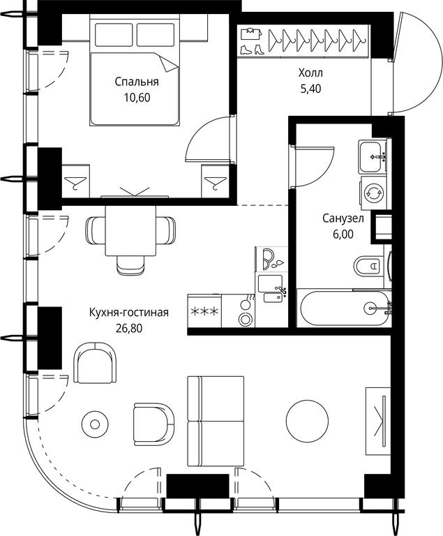 1-BD Apartment Sale, 48.8 sq. m. at City Bay, Volokolamskoye Highway, 95с3, Moscow, Russia #1 1-BD Apartment Sale, 48.8 sq. m. at City Bay, Volokolamskoye Highway, 95с3, Moscow, Russia #1