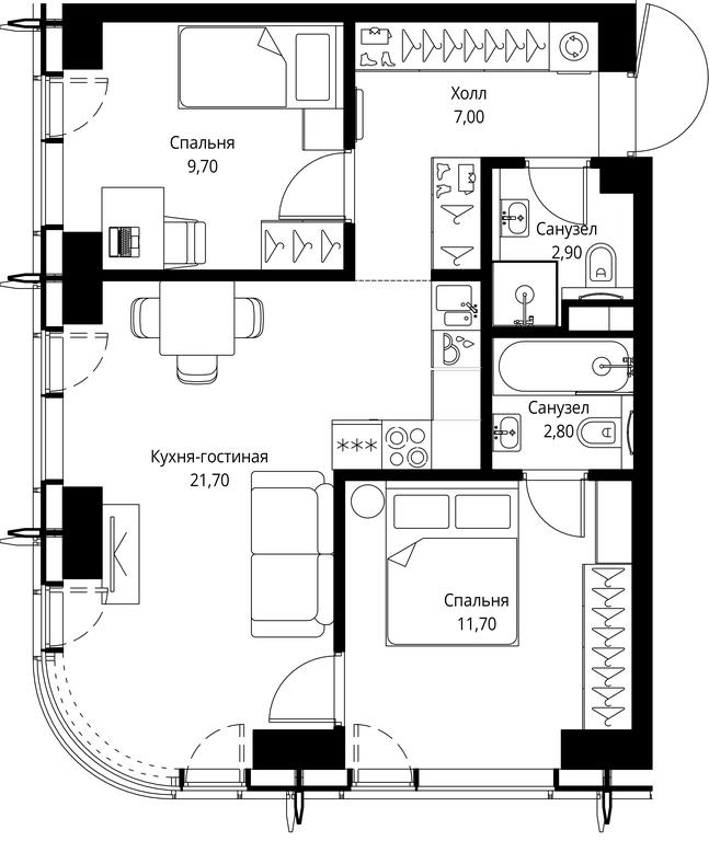2-BD Apartment Sale, 55.8 sq. m. at City Bay, Volokolamskoye Highway, 95с3, Moscow, Russia #1 2-BD Apartment Sale, 55.8 sq. m. at City Bay, Volokolamskoye Highway, 95с3, Moscow, Russia #1