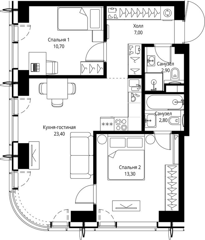 2-BD Apartment Sale, 60.1 sq. m. at City Bay, Volokolamskoye Highway, 95с3, Moscow, Russia #1 2-BD Apartment Sale, 60.1 sq. m. at City Bay, Volokolamskoye Highway, 95с3, Moscow, Russia #1