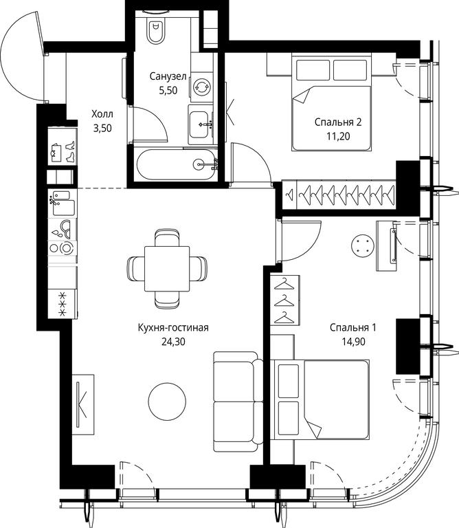 2-BD Apartment Sale, 59.4 sq. m. at City Bay, Volokolamskoye Highway, 95с3, Moscow, Russia #1 2-BD Apartment Sale, 59.4 sq. m. at City Bay, Volokolamskoye Highway, 95с3, Moscow, Russia #1