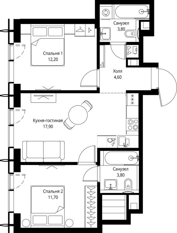 2-BD Apartment Sale, 54 sq. m. at City Bay, Volokolamskoye Highway, 95с3, Moscow, Russia #1 2-BD Apartment Sale, 54 sq. m. at City Bay, Volokolamskoye Highway, 95с3, Moscow, Russia #1