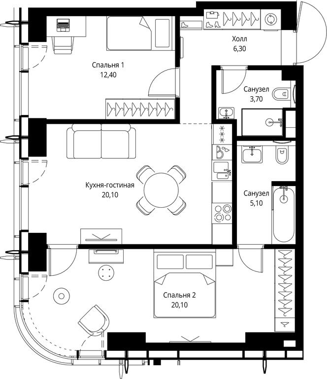 2-BD Apartment Sale, 67.7 sq. m. at City Bay, Volokolamskoye Highway, 95с3, Moscow, Russia #1 2-BD Apartment Sale, 67.7 sq. m. at City Bay, Volokolamskoye Highway, 95с3, Moscow, Russia #1