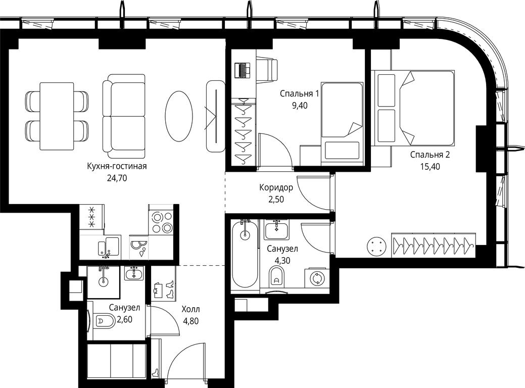 2-BD Apartment Sale, 63.7平方米 at City Bay, Volokolamskoye Highway, 95с3, Moscow, Russia #1 2-BD Apartment Sale, 63.7平方米 at City Bay, Volokolamskoye Highway, 95с3, Moscow, Russia #1