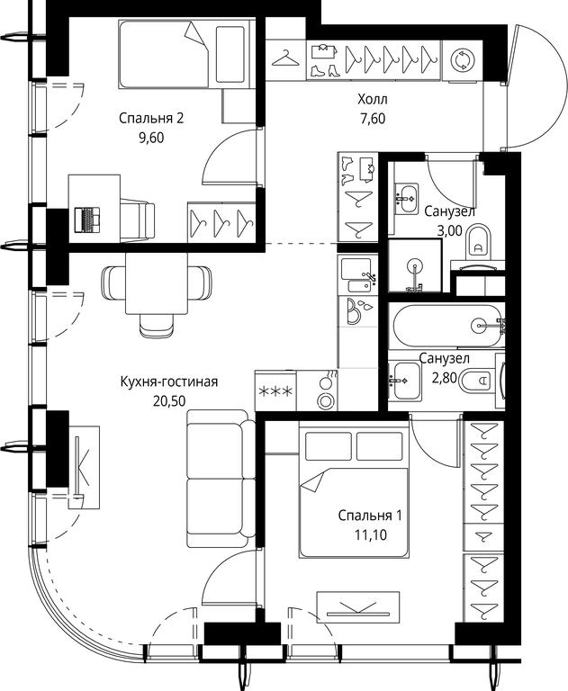 2-BD Apartment Sale, 54.6 sq. m. at City Bay, Volokolamskoye Highway, 95с3, Moscow, Russia #1 2-BD Apartment Sale, 54.6 sq. m. at City Bay, Volokolamskoye Highway, 95с3, Moscow, Russia #1
