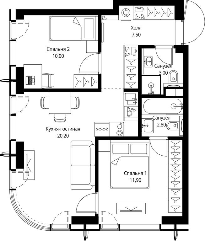 2-BD Apartment Sale, 55.4 sq. m. at City Bay, Volokolamskoye Highway, 95с3, Moscow, Russia #1 2-BD Apartment Sale, 55.4 sq. m. at City Bay, Volokolamskoye Highway, 95с3, Moscow, Russia #1