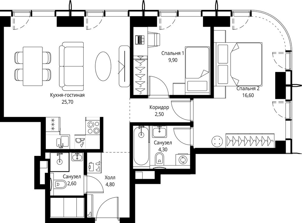 2-BD Apartment Sale, 66.4 sq. m. at City Bay, Volokolamskoye Highway, 95с3, Moscow, Russia #1