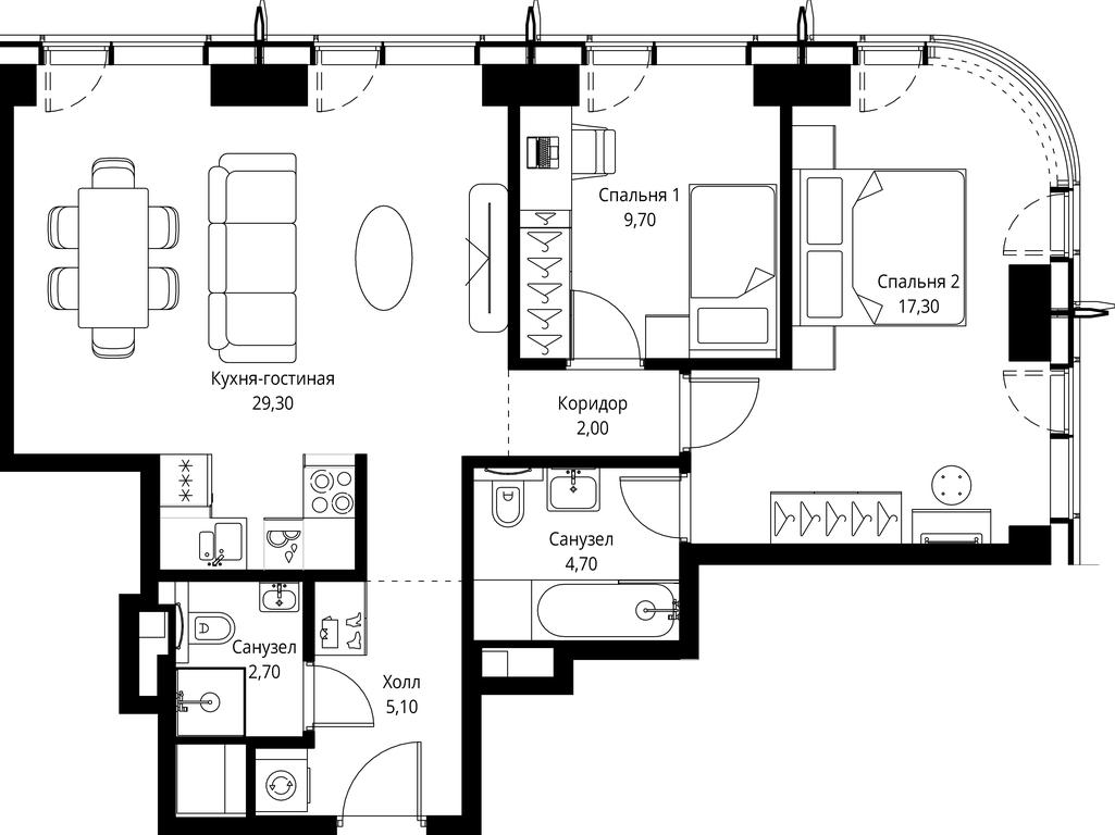 2-BD Apartment Sale, 70.8 sq. m. at City Bay, Volokolamskoye Highway, 95с3, Moscow, Russia #1