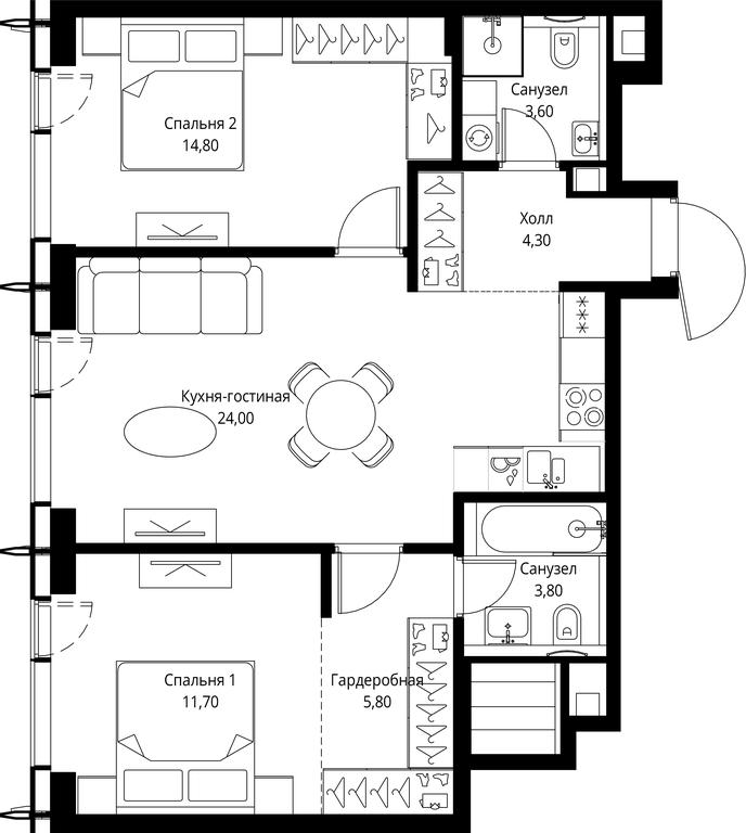 2-BD Apartment Sale, 68 sq. m. at City Bay, Volokolamskoye Highway, 95с3, Moscow, Russia #1 2-BD Apartment Sale, 68 sq. m. at City Bay, Volokolamskoye Highway, 95с3, Moscow, Russia #1