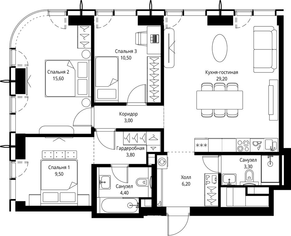 3-BD Apartment Sale, 85.5平方米 at City Bay, Volokolamskoye Highway, 95с3, Moscow, Russia #1 3-BD Apartment Sale, 85.5平方米 at City Bay, Volokolamskoye Highway, 95с3, Moscow, Russia #1