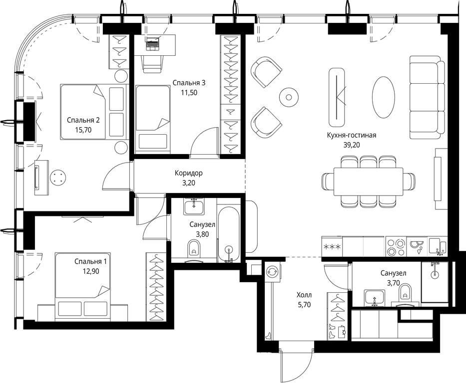 3-BD Apartment Sale, 95.7平方米 at City Bay, Volokolamskoye Highway, 95с3, Moscow, Russia #1