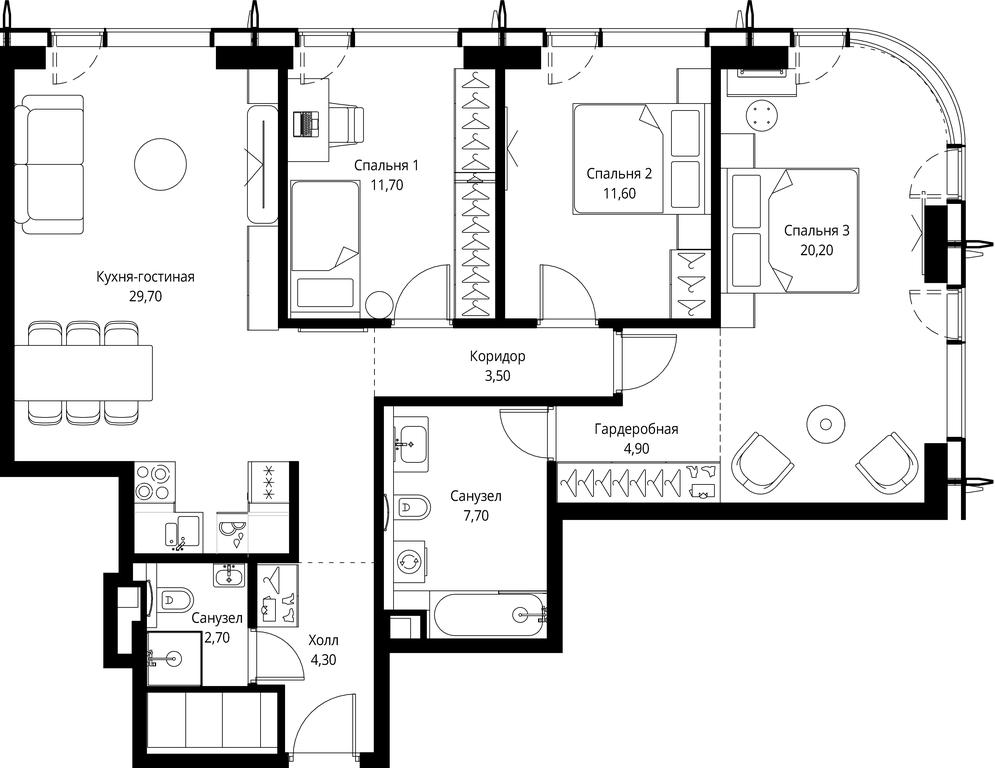 3-BD Apartment Sale, 96.3 sq. m. at City Bay, Volokolamskoye Highway, 95с3, Moscow, Russia #1