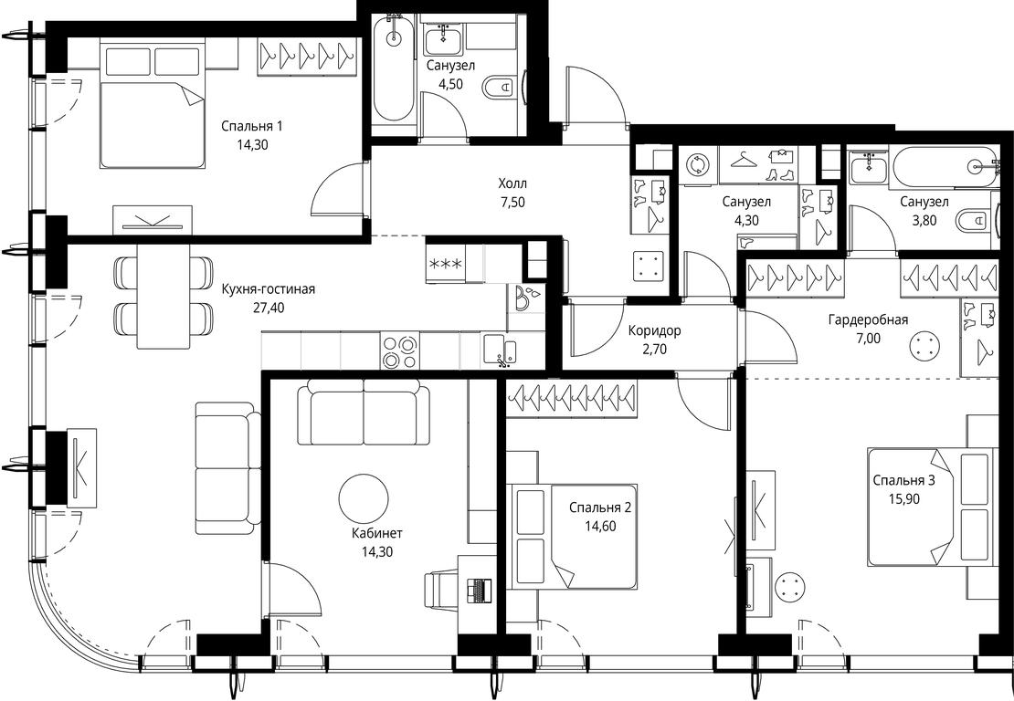 4-BD Apartment Sale, 116.3 sq. m. at City Bay, Volokolamskoye Highway, 95с3, Moscow, Russia #1 4-BD Apartment Sale, 116.3 sq. m. at City Bay, Volokolamskoye Highway, 95с3, Moscow, Russia #1
