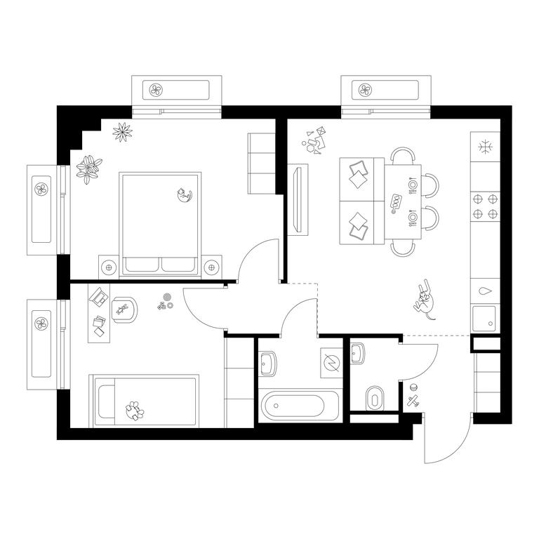 2-BD Apartment Sale, 49.5 sq. m. at Salarevo Park, Salaryevskaya Street, 8к1, Moskovskiy Settlement, Moscow, Russia #1