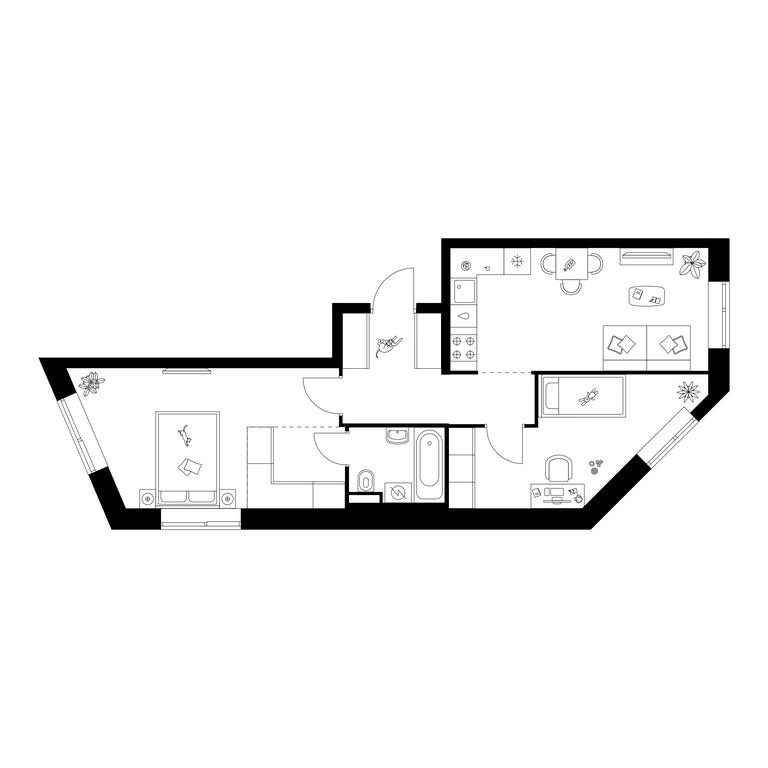 2-BD Apartment Sale, 56.4 sq. m. at Salarevo Park, Salaryevskaya Street, 8к1, Moskovskiy Settlement, Moscow, Russia #1