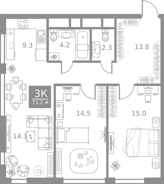 3-BD Apartment Sale, 73.2 sq. m. at West Tower, Aminyevskoye Highway, 6, Moscow, Russia #1 3-BD Apartment Sale, 73.2 sq. m. at West Tower, Aminyevskoye Highway, 6, Moscow, Russia #1