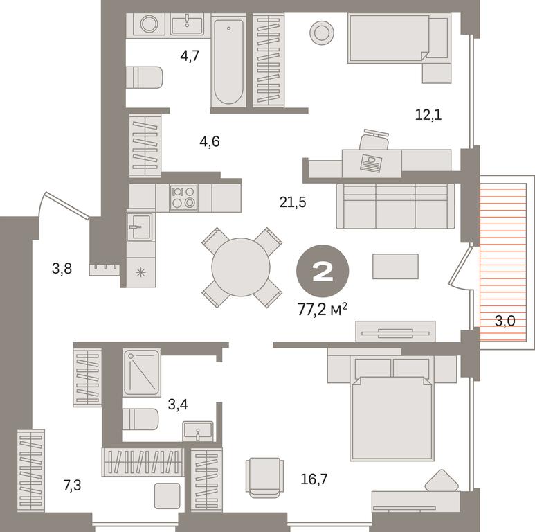 2-BD Apartment Sale, 77.2 sq. m. at Pervy kvartal, Kalinovaya ulitsa, derevnya Sapronovo, Leninskiy City District, Moscow Region, Russia #1 2-BD Apartment Sale, 77.2 sq. m. at Pervy kvartal, Kalinovaya ulitsa, derevnya Sapronovo, Leninskiy City District, Moscow Region, Russia #1