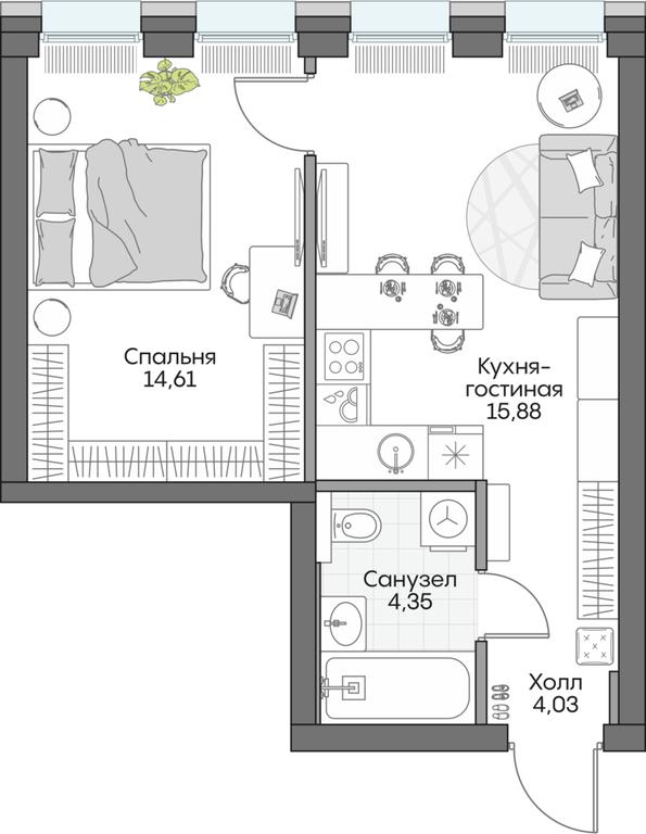 1-BD Apartment Sale, 38.15 sq. m. at Dom na naberezhnoy INSIDER (Insayder), Avtozavodskaya Street, Moscow, Russia #2 1-BD Apartment Sale, 38.15 sq. m. at Dom na naberezhnoy INSIDER (Insayder), Avtozavodskaya Street, Moscow, Russia #2