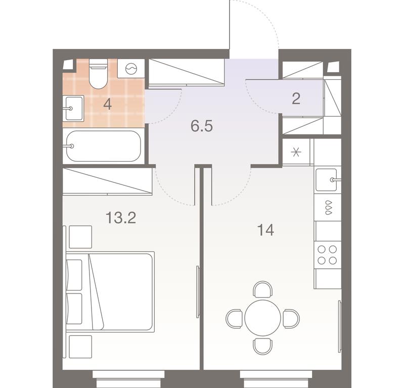 1-BD Apartment Sale, 39.7平方米 at Twelve, Elektrolitny Drive, 12Б, Moscow, Russia #1