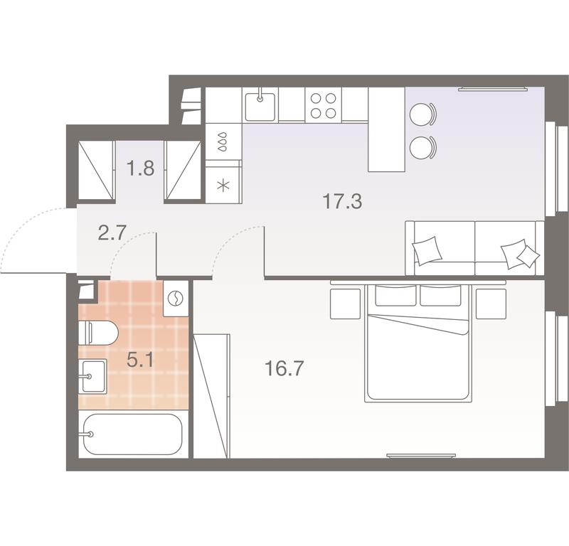 1-BD Apartment Sale, 43.6 sq. m. at Twelve, Elektrolitny Drive, 12Б, Moscow, Russia #1 1-BD Apartment Sale, 43.6 sq. m. at Twelve, Elektrolitny Drive, 12Б, Moscow, Russia #1