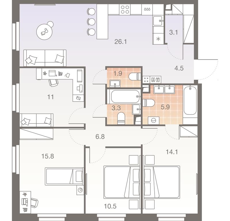 4-BD Apartment Sale, 103平方米 at Twelve, Elektrolitny Drive, 12Б, Moscow, Russia #1 4-BD Apartment Sale, 103平方米 at Twelve, Elektrolitny Drive, 12Б, Moscow, Russia #1
