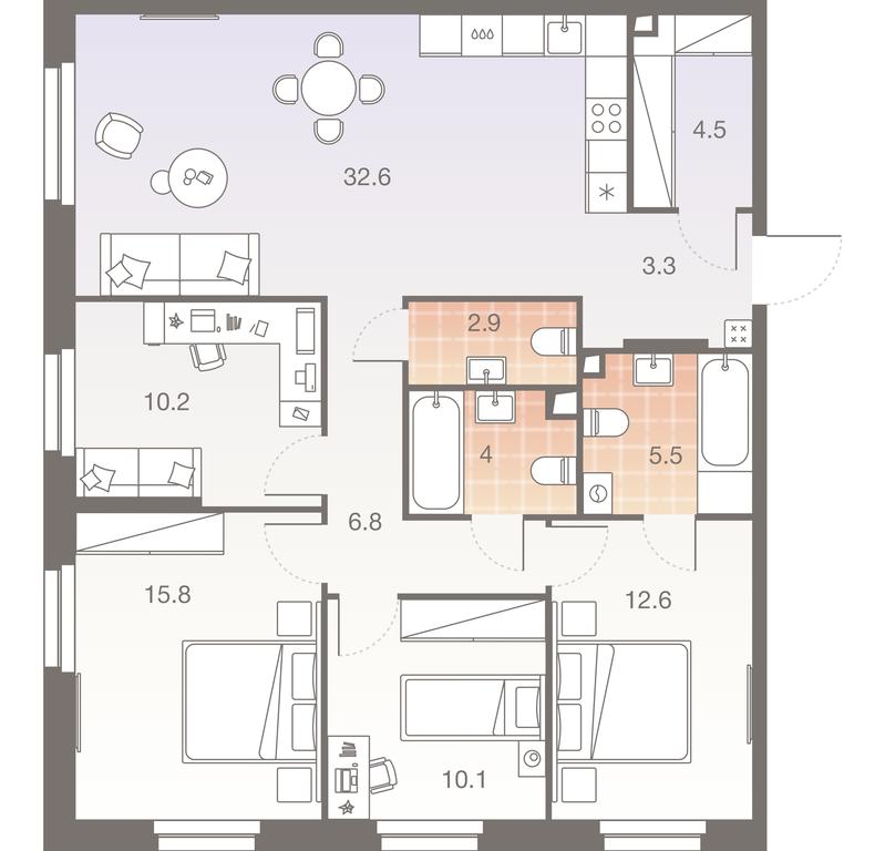 4-BD Apartment Sale, 108.3 sq. m. at Twelve, Elektrolitny Drive, 12Б, Moscow, Russia #1 4-BD Apartment Sale, 108.3 sq. m. at Twelve, Elektrolitny Drive, 12Б, Moscow, Russia #1
