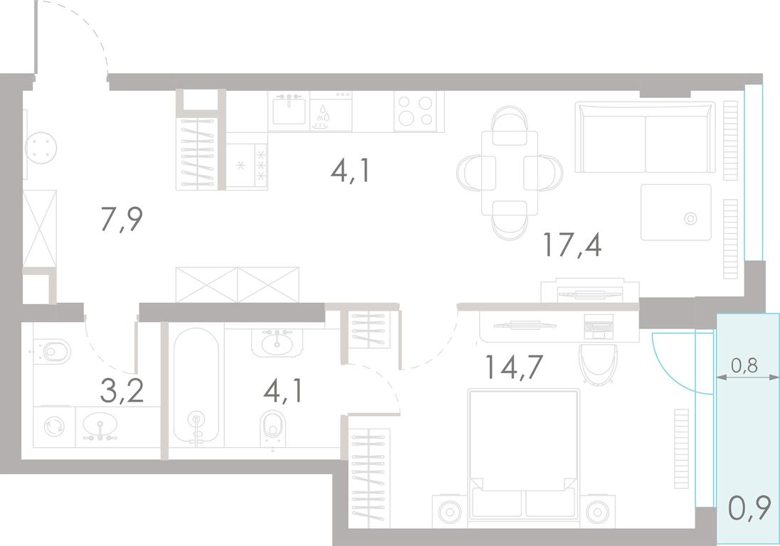 1-BD Apartment Sale, 52.3 sq. m. at River Park Towers, Kutuzovsky Drive, 16с1, Moscow, Russia #1