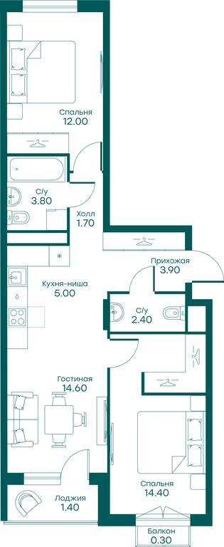 2-BD Apartment Sale, 57.8 sq. m. at Ravnovesie, zhiloy kompleks Ravnovesiye, selo Perkhushkovo, Odintsovskiy City District, Moscow Region, Russia #1 2-BD Apartment Sale, 57.8 sq. m. at Ravnovesie, zhiloy kompleks Ravnovesiye, selo Perkhushkovo, Odintsovskiy City District, Moscow Region, Russia #1