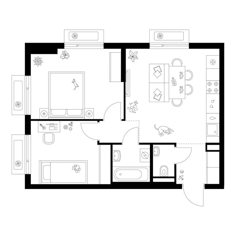 2-BD Apartment Sale, 50.5 sq. m. at Salarevo Park, Salaryevskaya Street, 8к1, Moskovskiy Settlement, Moscow, Russia #1