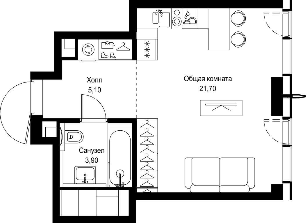 Apartment Sale, 30.7 sq. m. at City Bay, Volokolamskoye Highway, 95с3, Moscow, Russia #1