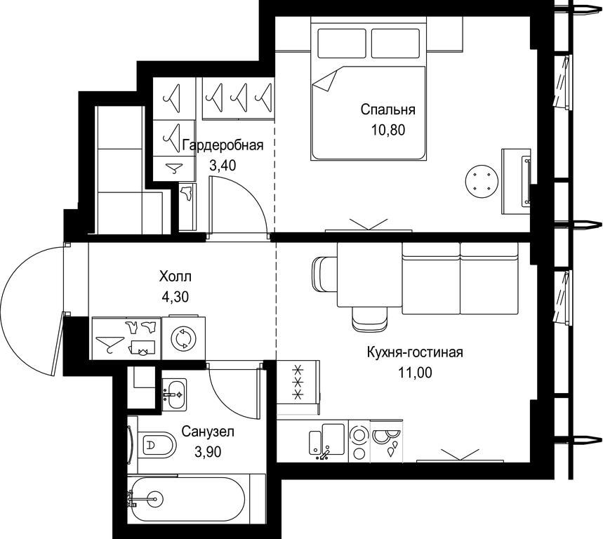 1-BD Apartment Sale, 33.4 sq. m. at City Bay, Volokolamskoye Highway, 95с3, Moscow, Russia #1 1-BD Apartment Sale, 33.4 sq. m. at City Bay, Volokolamskoye Highway, 95с3, Moscow, Russia #1