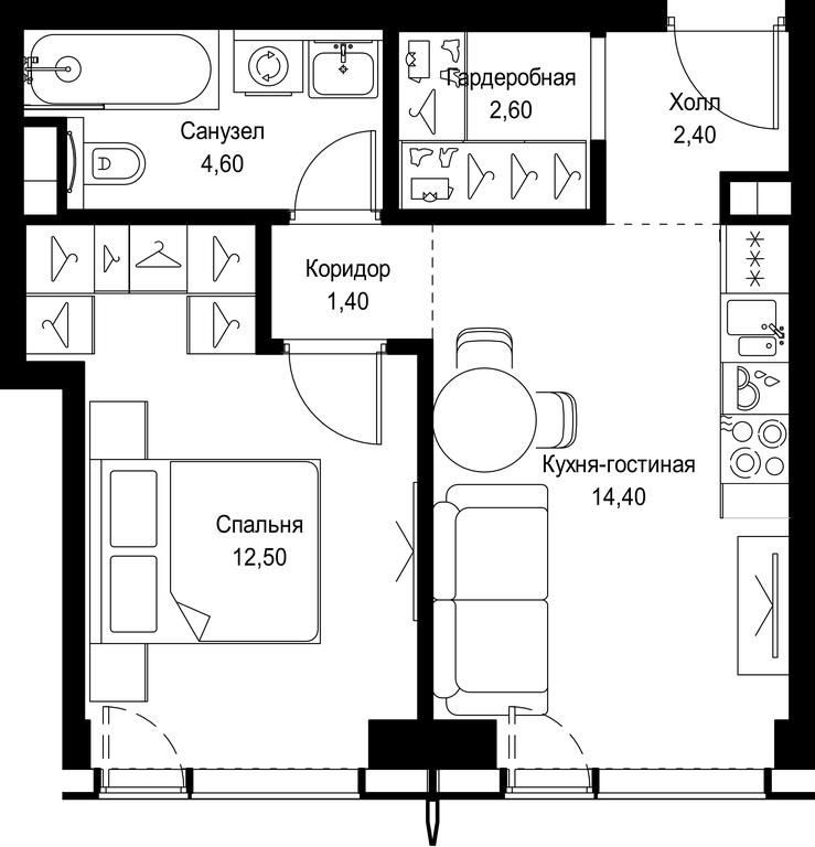 1-BD Apartment Sale, 37.9平方米 at City Bay, Volokolamskoye Highway, 95с3, Moscow, Russia #1 1-BD Apartment Sale, 37.9平方米 at City Bay, Volokolamskoye Highway, 95с3, Moscow, Russia #1