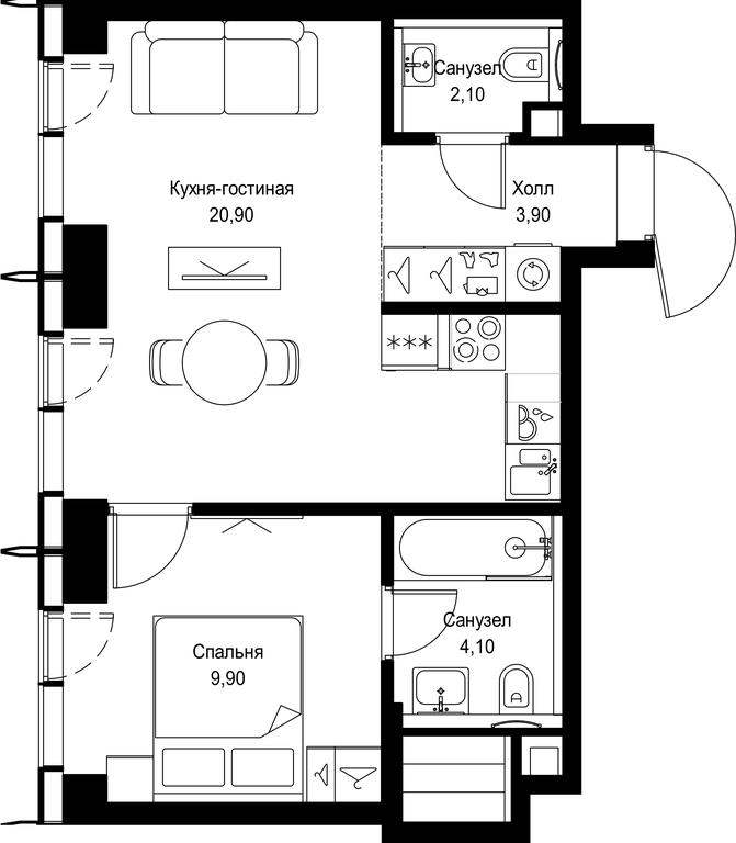 1-BD Apartment Sale, 40.9 sq. m. at City Bay, Volokolamskoye Highway, 95с3, Moscow, Russia #1