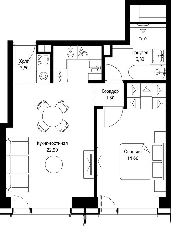 1-BD Apartment Sale, 46.6 sq. m. at City Bay, Volokolamskoye Highway, 95с3, Moscow, Russia #1 1-BD Apartment Sale, 46.6 sq. m. at City Bay, Volokolamskoye Highway, 95с3, Moscow, Russia #1
