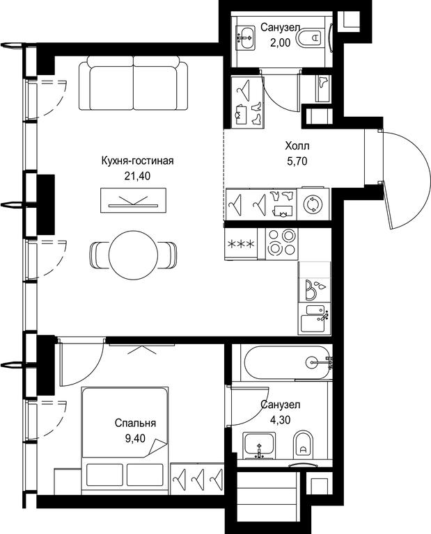 1-BD Apartment Sale, 42.8 sq. m. at City Bay, Volokolamskoye Highway, 95с3, Moscow, Russia #1 1-BD Apartment Sale, 42.8 sq. m. at City Bay, Volokolamskoye Highway, 95с3, Moscow, Russia #1