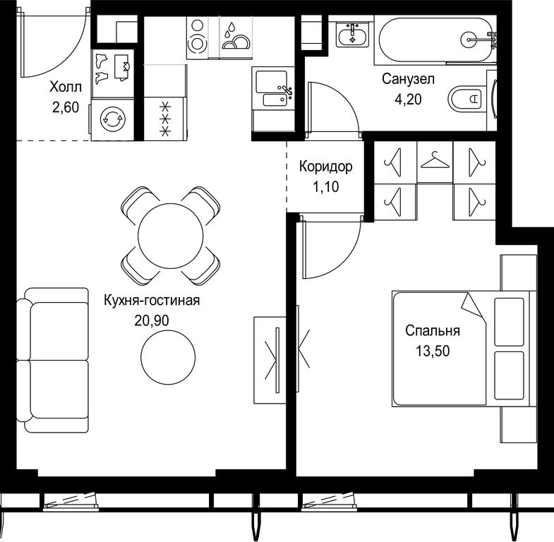 1-BD Apartment Sale, 42.3平方米 at City Bay, Volokolamskoye Highway, 95с3, Moscow, Russia #1 1-BD Apartment Sale, 42.3平方米 at City Bay, Volokolamskoye Highway, 95с3, Moscow, Russia #1